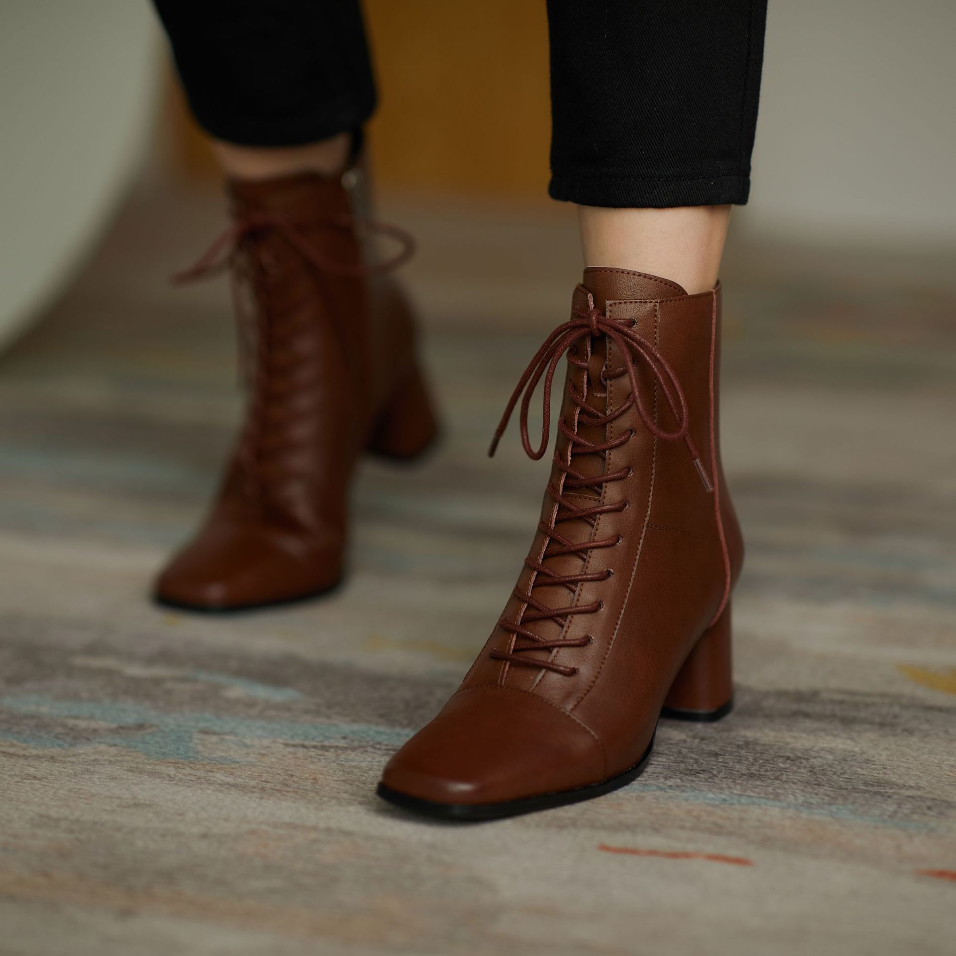 Chiko Basemat Square Toe Block Heels Boots