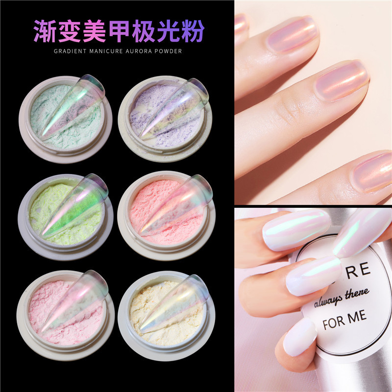 Transfronterizo hielo exclusivo transparente nude Rosa Aurora Rosa Internet celebridad uñas belleza color mágico espejo sirena harina espejo mágico Pink Fairy