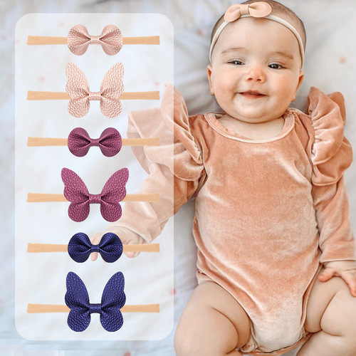 Lychee Pattern Butterfly Ear Headband Set of 12 Pieces 20616 Baby Seamless Small Hairband Nylon Elastic Headband