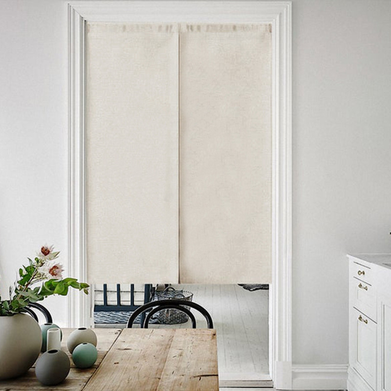 Simple Linen Plain Door Curtain Restaurant Kitchen Bedroom Partition Curtain Fabric Anti-oil Smoke Cloth Curtain Half Curtain