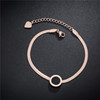 Golden ankle bracelet stainless steel, accessory, Korean style, pink gold, simple and elegant design, wholesale