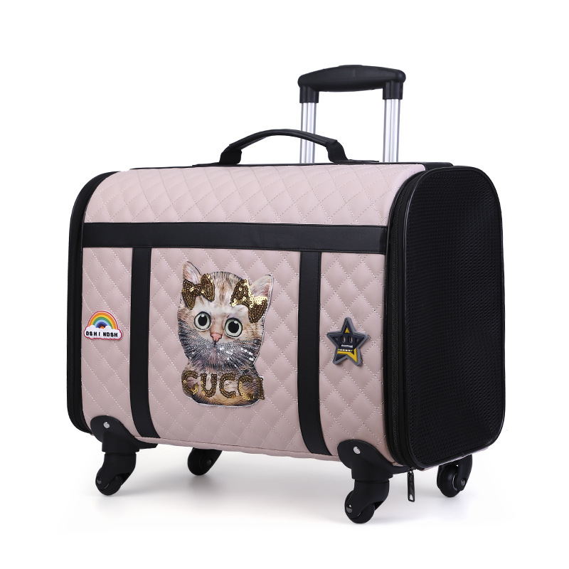 new pattern Pets Trolley bag go out Portable Pet package ventilation large Dog Pack capacity Pets Draw bar box wholesale