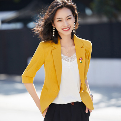 fashion Small suit coat have cash less than that is registered in the accounts 2020 new pattern Three Quarter Sleeve Versatile white man 's suit jacket Thin section