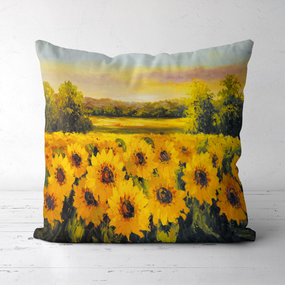 Cactus Sunflower Pillowcase Fabric Sofa Cushion Cover Home Pillowcase display picture 10