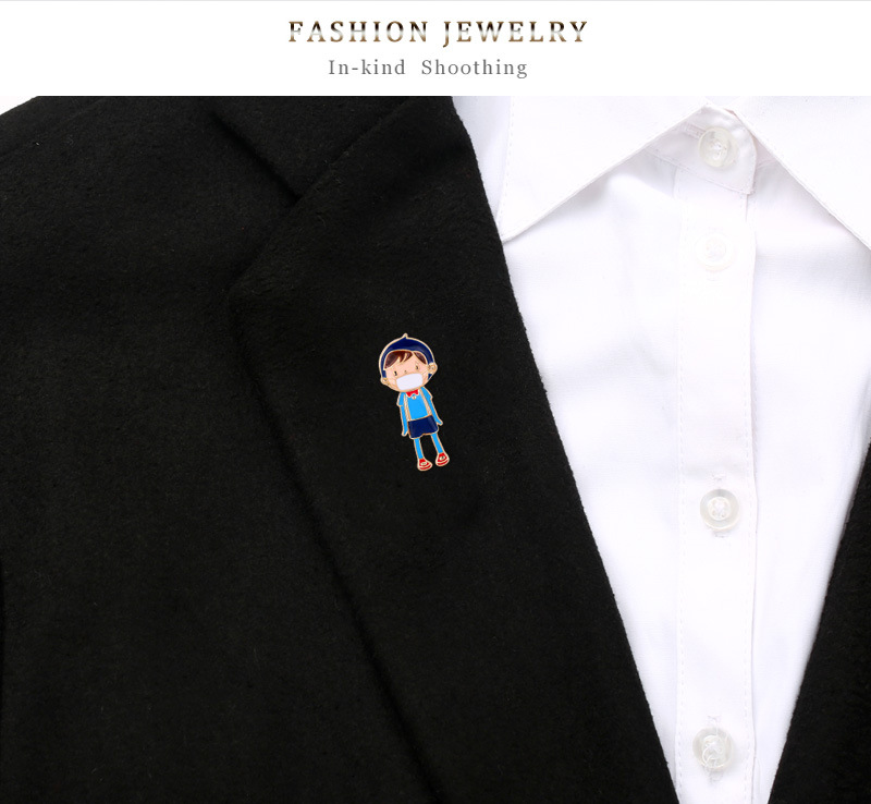 Hot Fashion Cartoon Brooch Little Boy Dripping Oil Brooch Hot Selling Western Accessories Wholesale Nihaojewelry display picture 2