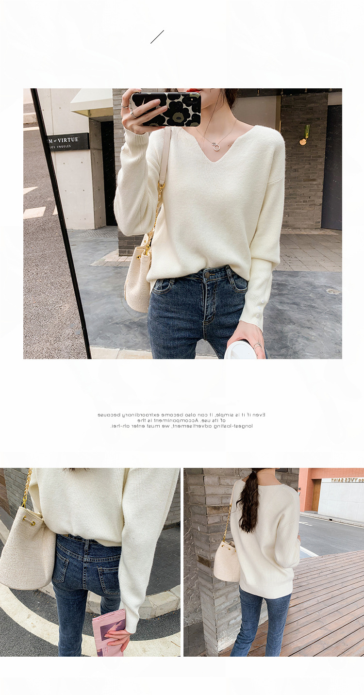 315g Weight Long Sleeve Sleeve Length Pullovers Placket Type Regular Sleeve Sleeve Type Cotton, Polyester Fabric Type Ordinary Model (50cm <Length ≤ 65cm) Top Length Pullovers, Sweater Tops Type V Neck Neckline Loose Fit Type Solid Color Pattern Women's Gender Temperament Commuter, Commute style Style Printing, Collage Stitching Craft Fashionable Loose Long Sleeve V-Neck Knitwear Casual Base Layer Sweater Women's Comfortable Autumn Winter Leisure Knitted Top 9
