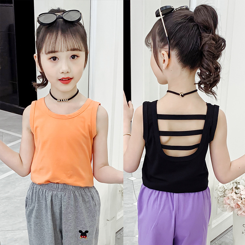 Women's Underwear 2024 New Summer Outfit Stylish Sleeveless T-Shirt for Girls, Toddler, Middle Child, Outer Wear Tank Top Fashion
