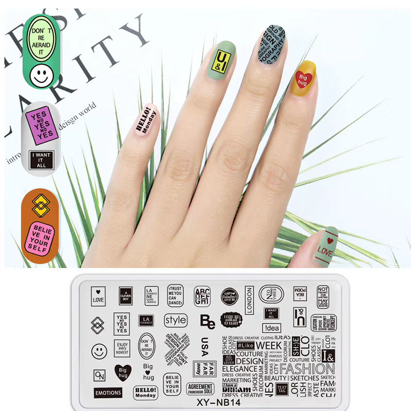 Nueva plantilla de impresión de uñas DIY película Azul de impresión de uñas esmalte de uñas placa de acero pintada XY-NB16