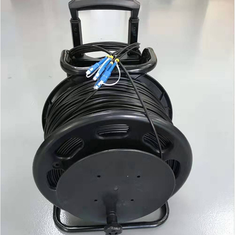 野战铠装光缆SC/FC/LC/ST单模四芯拖拽光纤线室外铠装光跳线300米