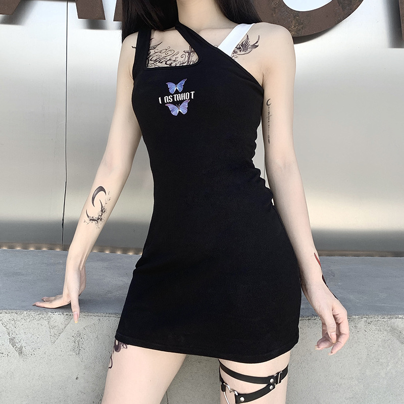 sexy sling butterfly embroidered dress  NSXE38666