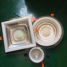 客厅餐厅天花灯led筒灯COB筒灯方形圆形玻璃面板灯三色变光嵌入式