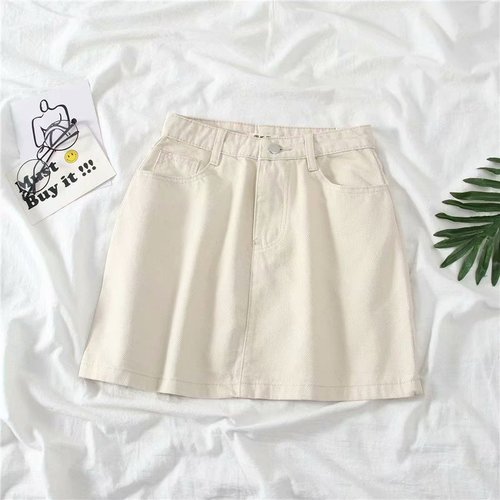 High-waisted denim skirt summer 2020 hip-covering skirt slimming new women's hip-covering A-line skirt short skirt trendy