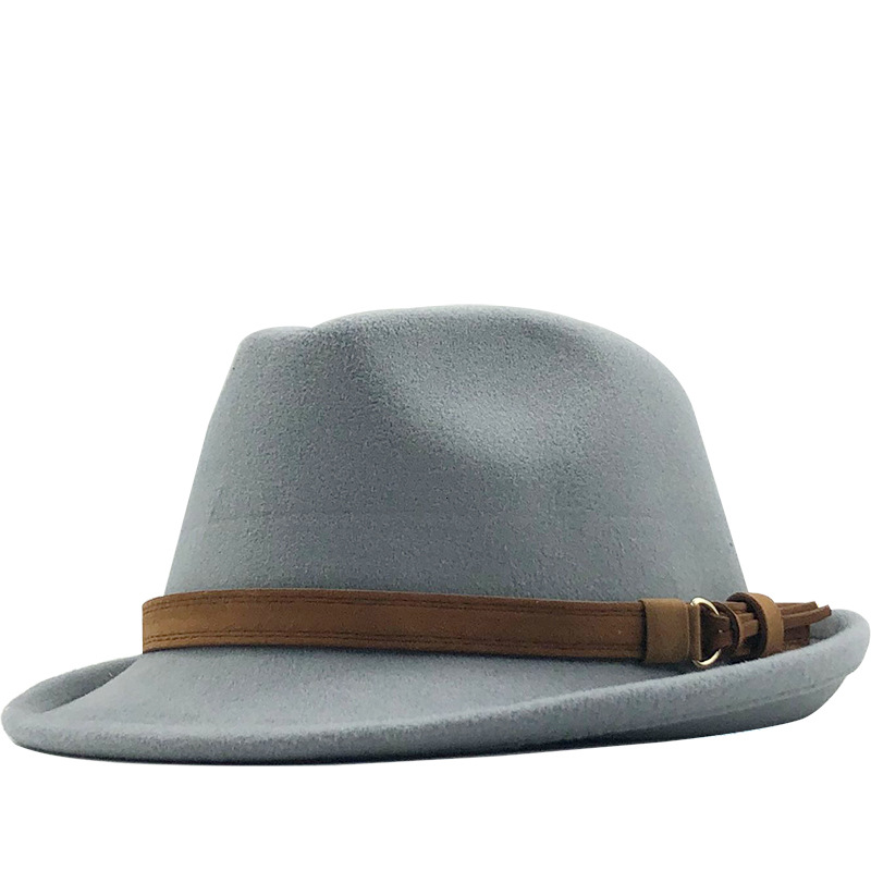Unisex Retro Solid Color Flat Eaves Fedora Hat display picture 6