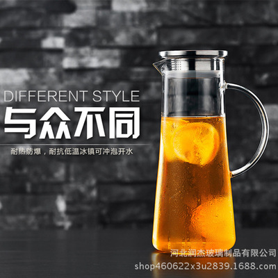 家用玻璃凉水壶耐热耐高温防爆加厚大容量冷水壶玻璃果汁壶批发