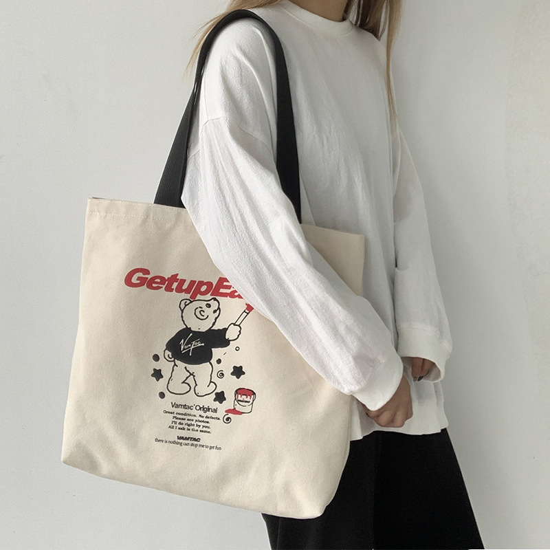 Estilo japonés Internet celebridad nueva bolsa de lona de gran capacidad hombro de las mujeres estilo coreano de moda retro Harajuku estudiante universitario bolsa de la escuela ins