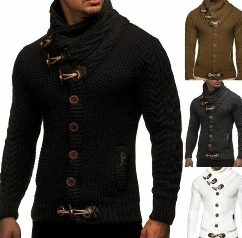 Amazon eBay cross-border foreign trade knitwear spot men's autumn and winter horn button top sweater men's cardigan