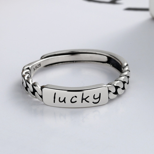 Yunchaoxuan S925 sterling silver niche design sterling silver lucky good luck fashion personality ins trendy circle open ring