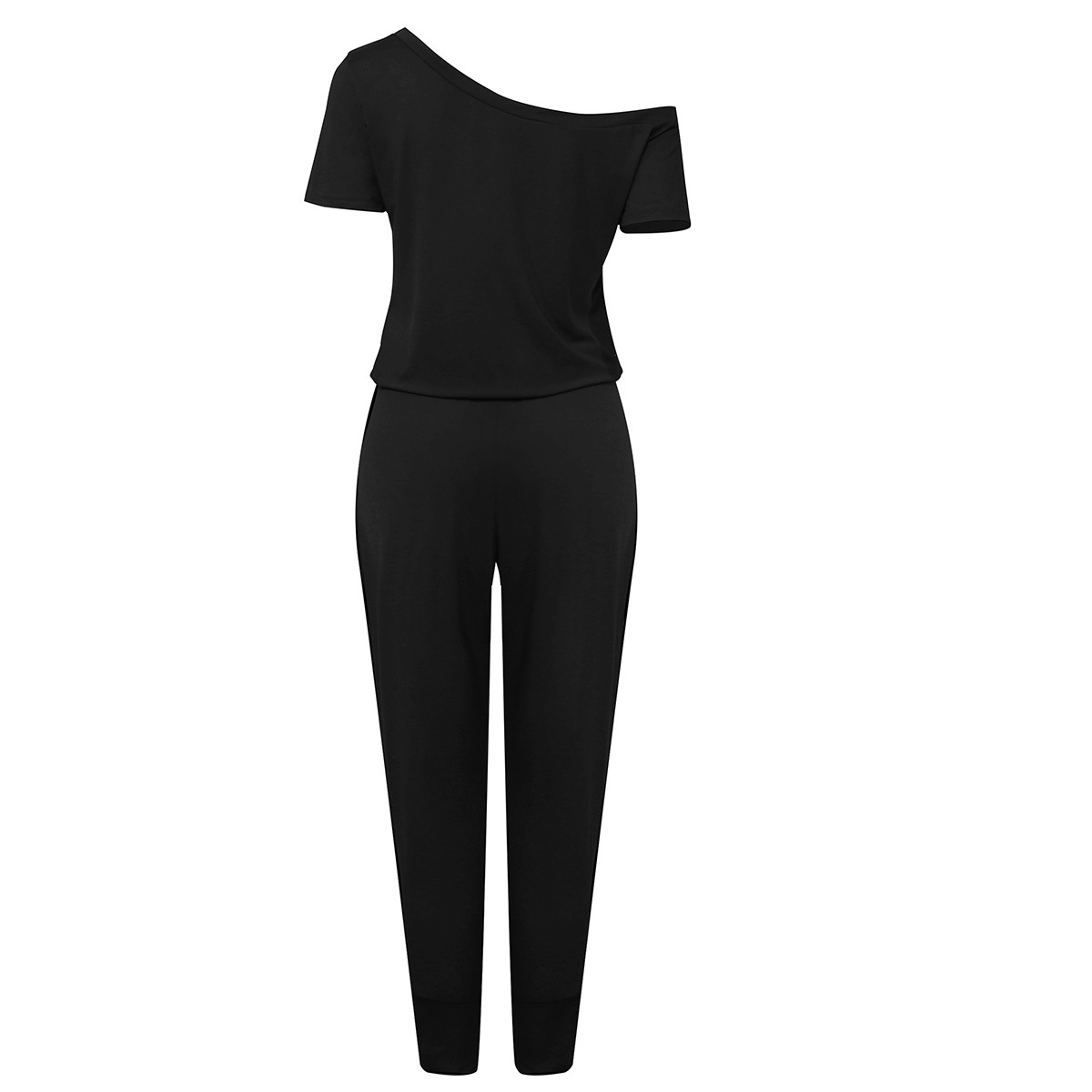 Women's Off-shoulder Jumpsuit With Pockets And Lace-up Details_voghion.com