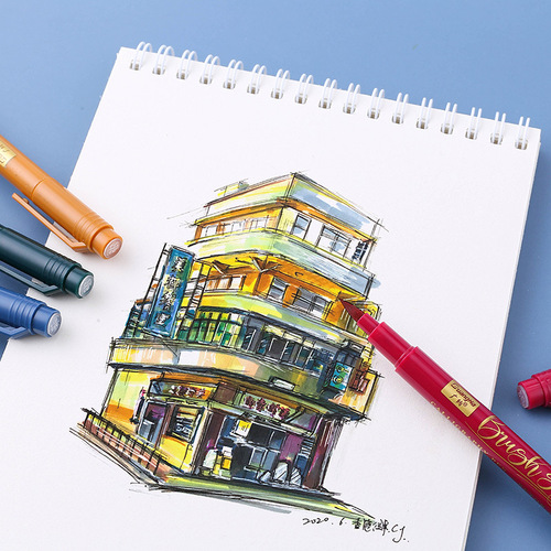 Wide Range of Vintage Style Large and Small Regular Script Beautiful Pen 12-Color Set Drawing Hand Account Watercolor Brush Calligraphy Pen Sketch Soft Hair Pen