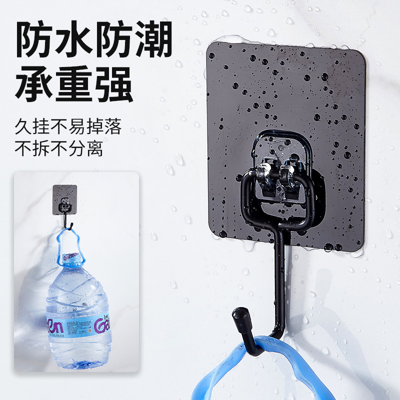 Strong seamless suction wall hook baked black kitchen bathroom door wall hook hook hook coat hook free of punching