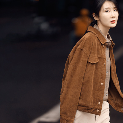 雅沐兰2011春装太妃糖灯芯绒怀旧小夹克短外套秋装新品女上衣|ms