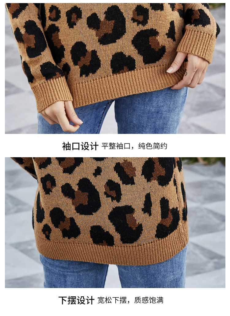 women s sexy leopard print V-neck pullover sweater NSYH7110