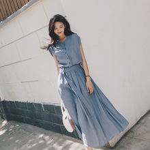 雪紡連衣裙女夏2020新款流行韓版氣質裙子很仙的法國小眾過膝長裙
