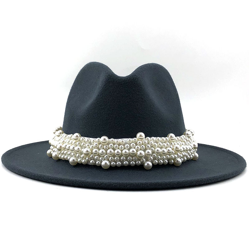 fashion elegant pearl big brim woolen hatpicture7