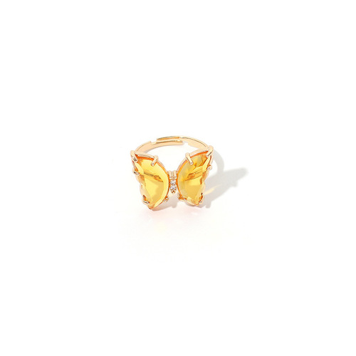 Forest style acrylic butterfly color transparent live ring female ins internet celebrity trendy female simple fashion super fairy ring