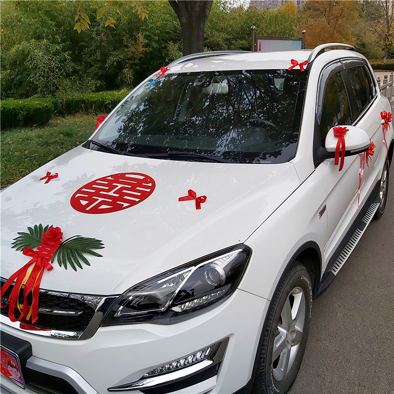 新款森系主婚车配套简易装饰副车婚礼车队装扮布置车头花小红书款