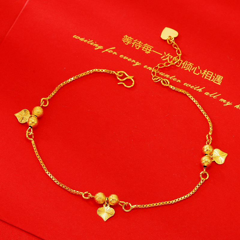 Moda amor europeo y americano tobillera japonés y coreano cobre chapado 24K oro femenino playa pie adornos transfronterizos