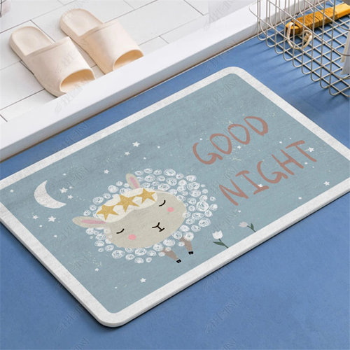 Cartoon cute entrance door, stain-resistant floor mat, door mat, water-absorbent, non-slip entrance door, creative kitchen bedroom rug