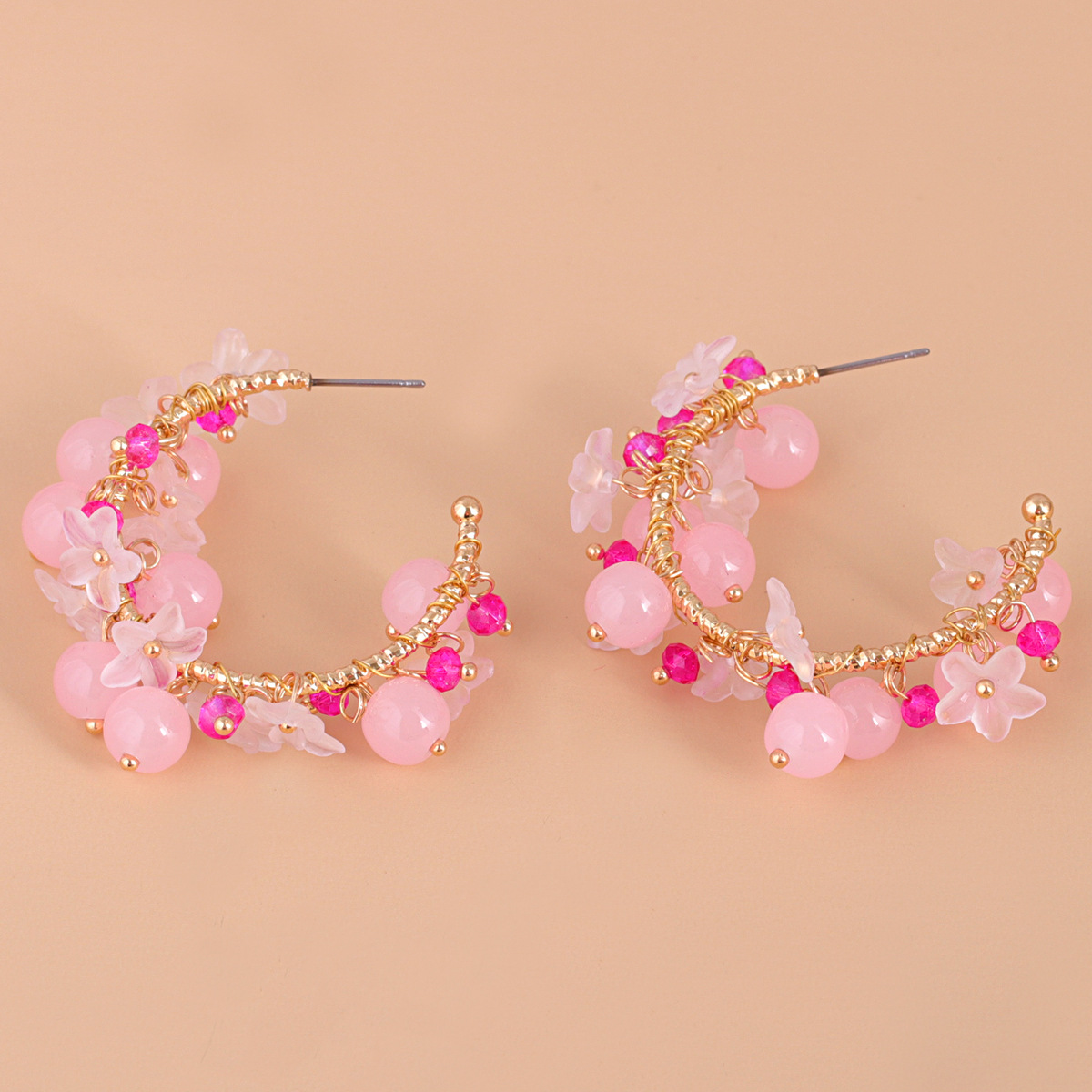 Flower C-shaped Earrings display picture 12