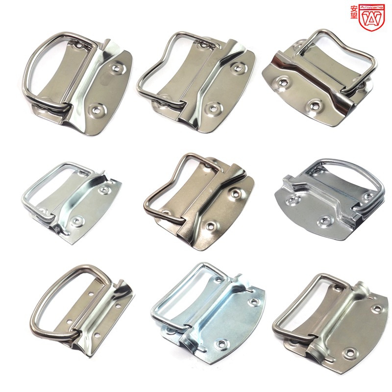 AW Anwang caja de hierro mango de anillo de acero inoxidable mango de mano caja de herramientas de equipo mango de caja de madera