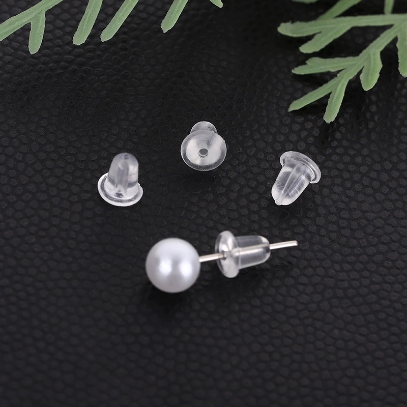 Earrings, protective non-slip accessory, plastic transparent bullet, handmade, plus size