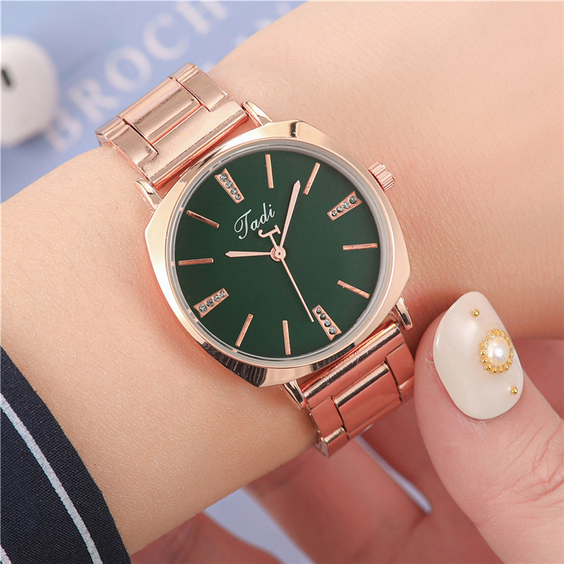 Neue Damen-Quarzuhr mit funkelndem Sternenhimmel und rosa Balken, großes Zifferblatt, schlichte, faule Miln-Armbanduhr aus legiertem Stahl_voghion.com