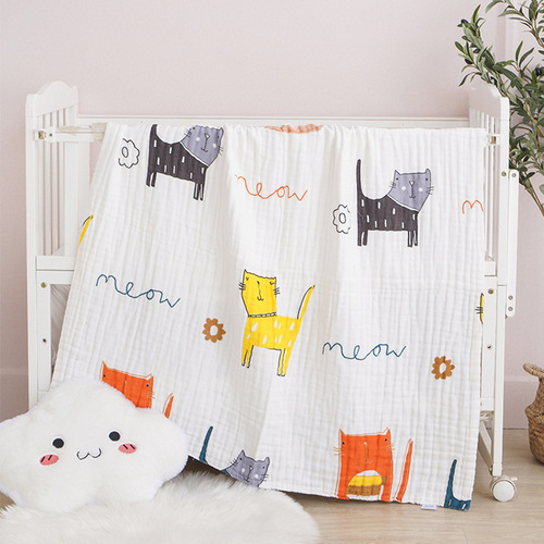 Cross-border high-density six-layer gauze bath towel children's blanket 110*110 soft absorbent baby children's baby cover blanket towel