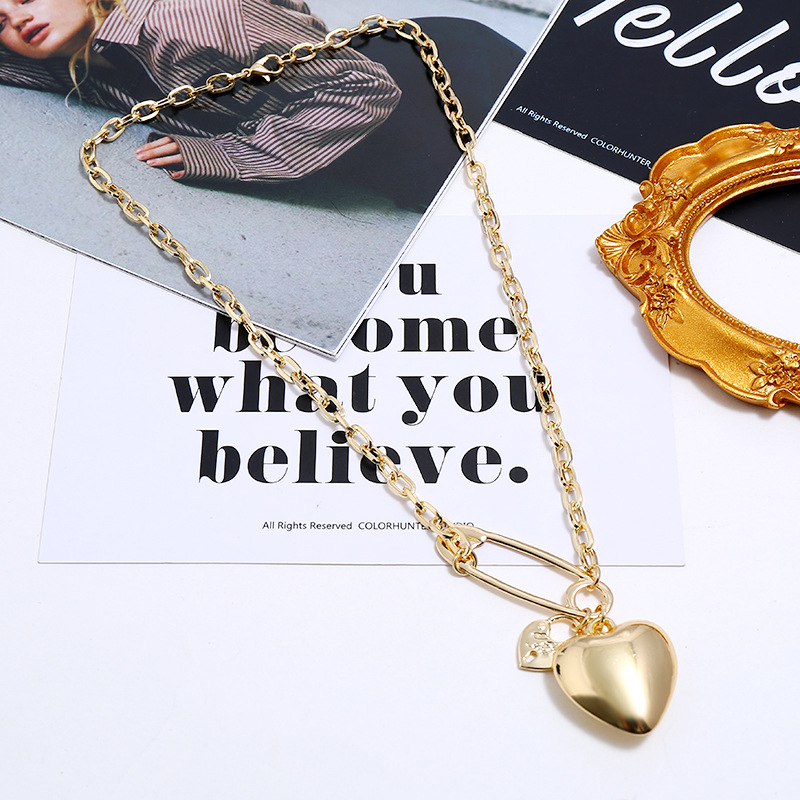 Cute Three-dimensional Pendant Clavicle Chain New Simple Love Pin Sweater Chain Wholesales Yiwu Suppliers China display picture 5