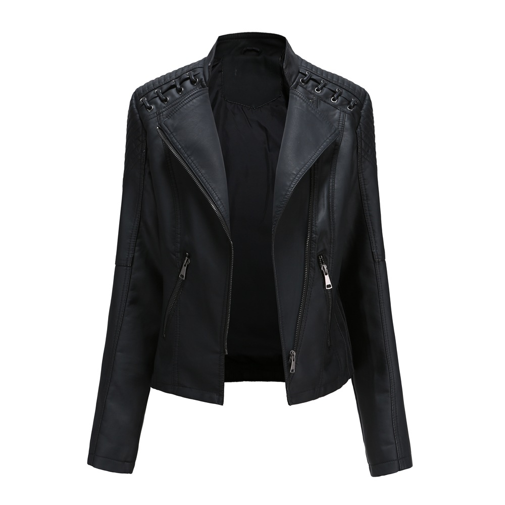 wholesale women s clothing Nihaostyles slim thin leather motorcycle jacket  NSNXH67388