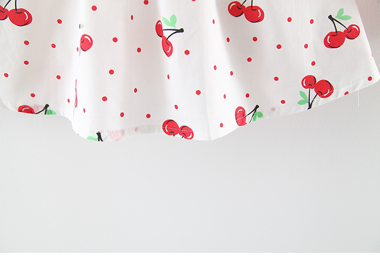 Regular Fit Fit Type Cherry Pattern Cute Cherry Cotton Girls Dresses