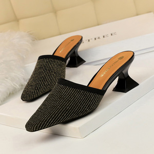 9833-1 han edition fashion everyday lazy slippers thick with high with wool hollow lag contracted joker female slippers