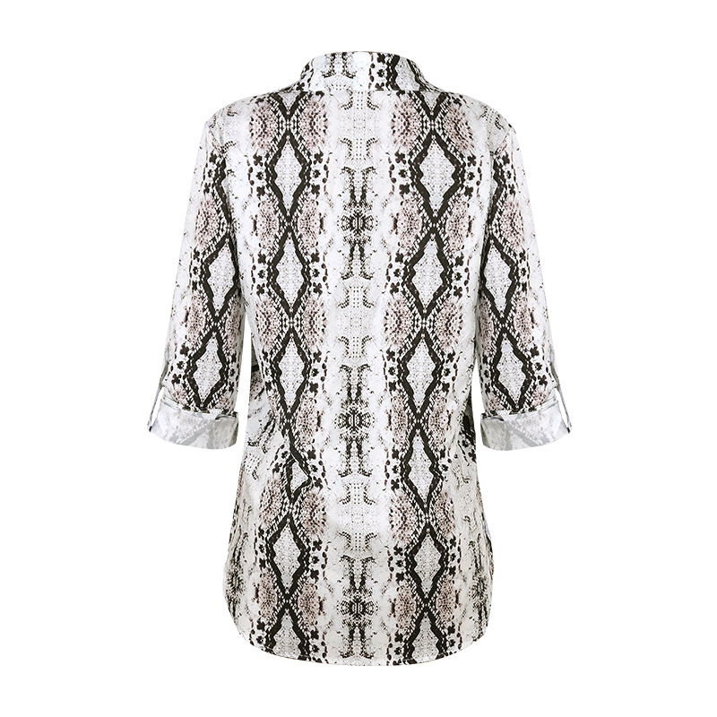 leopard print three-quarter sleeve loose casual shirt NSKX5908