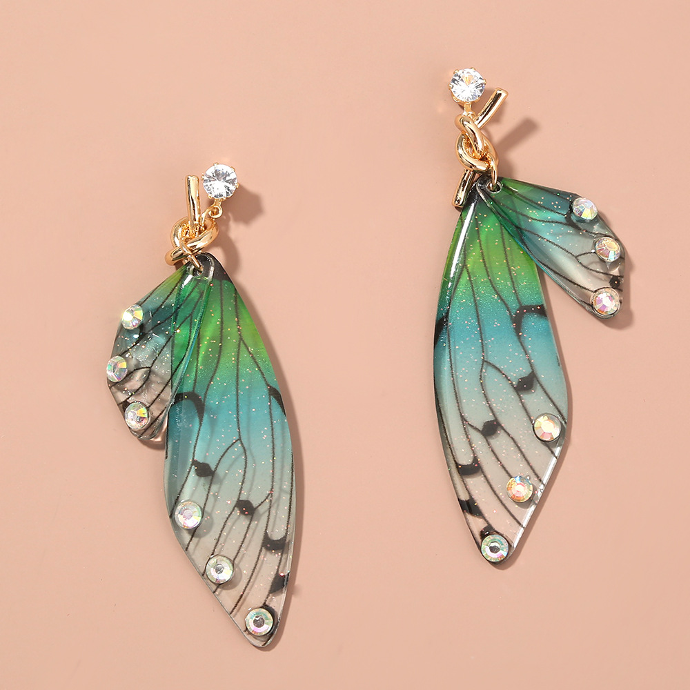 Cross-border Explosion Models Cicada Wing Gradient Butterfly Wing Earrings Fairy Fashion Resin Simulation Butterfly Earrings Earrings For Women