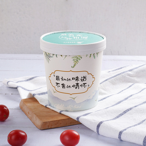 Wholesale thickened paper buckets and bowls for food delivery, disposable covered rice soup buckets and cups, kraft paper soup buckets and cups wholesale