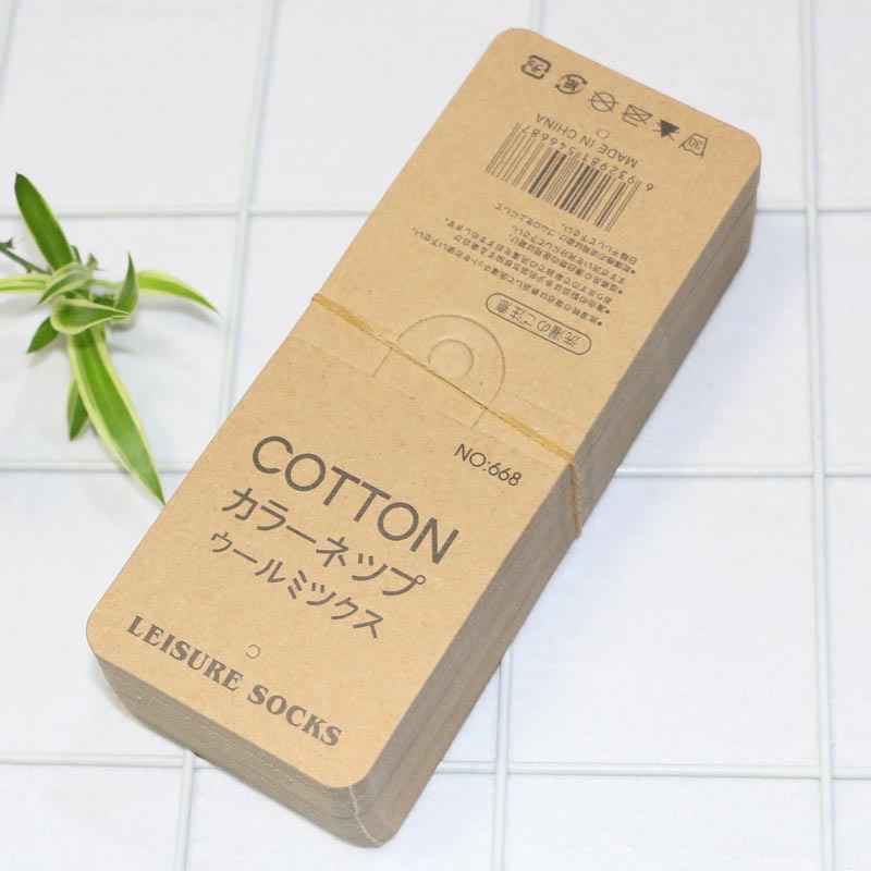 男女通用棉袜子商标 日文袜子卡片 cotton牛皮纸袜 socks tag现货