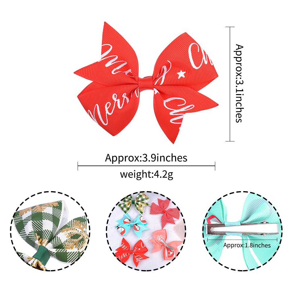 New Children's Plaid Hairpin Cute Baby Bow Hairpin display picture 2