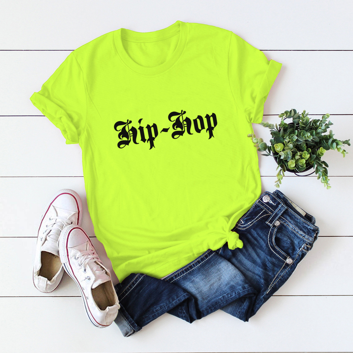 casual letters printed short-sleeved women s T-shirt NSSN1812