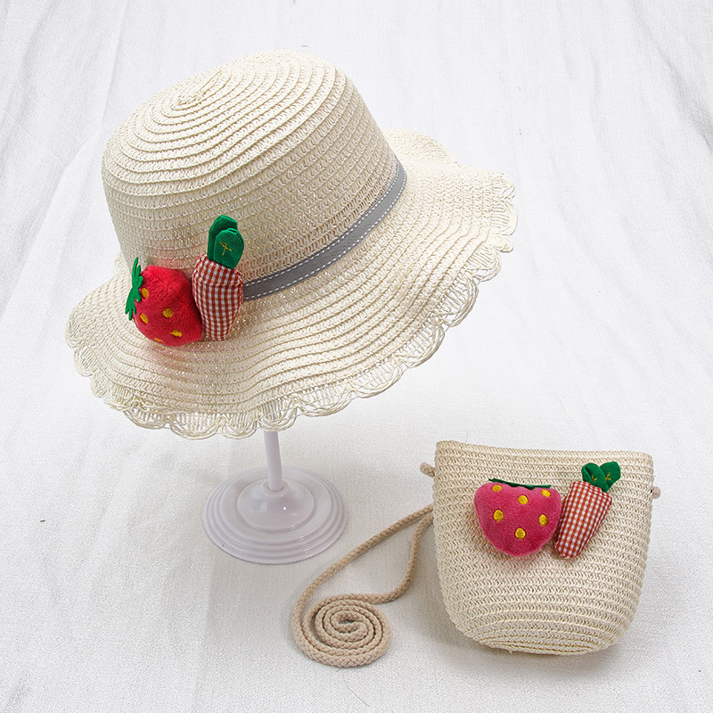 New Straw Hat Shoulder Bag Set Nihaojewelry Wholesale Small Fresh Children Cute Hat Bag Summer Girl Travel Match display picture 2