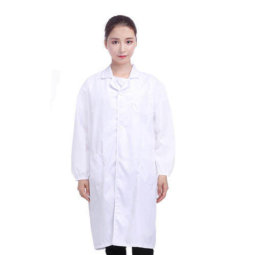 Food factory white coat long-sleeved breathable button overalls men's lab coat production workshop medical student white coat