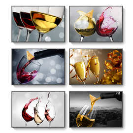 现代简约北欧餐厅装饰画 酒杯美酒创意酒店公寓家装挂画